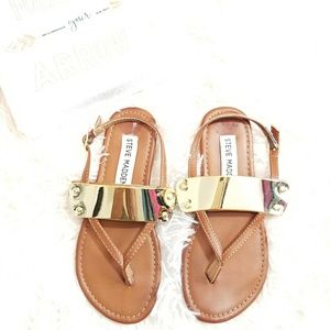 Steve Madden girls sandals Sz 13 gold brown